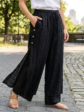 Casa Donna Flowy Linen Blend Pants
